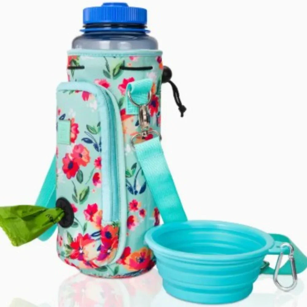 Water Bottle Carrier with Pocket for Dog Poop Bag (water bottle NOT included)